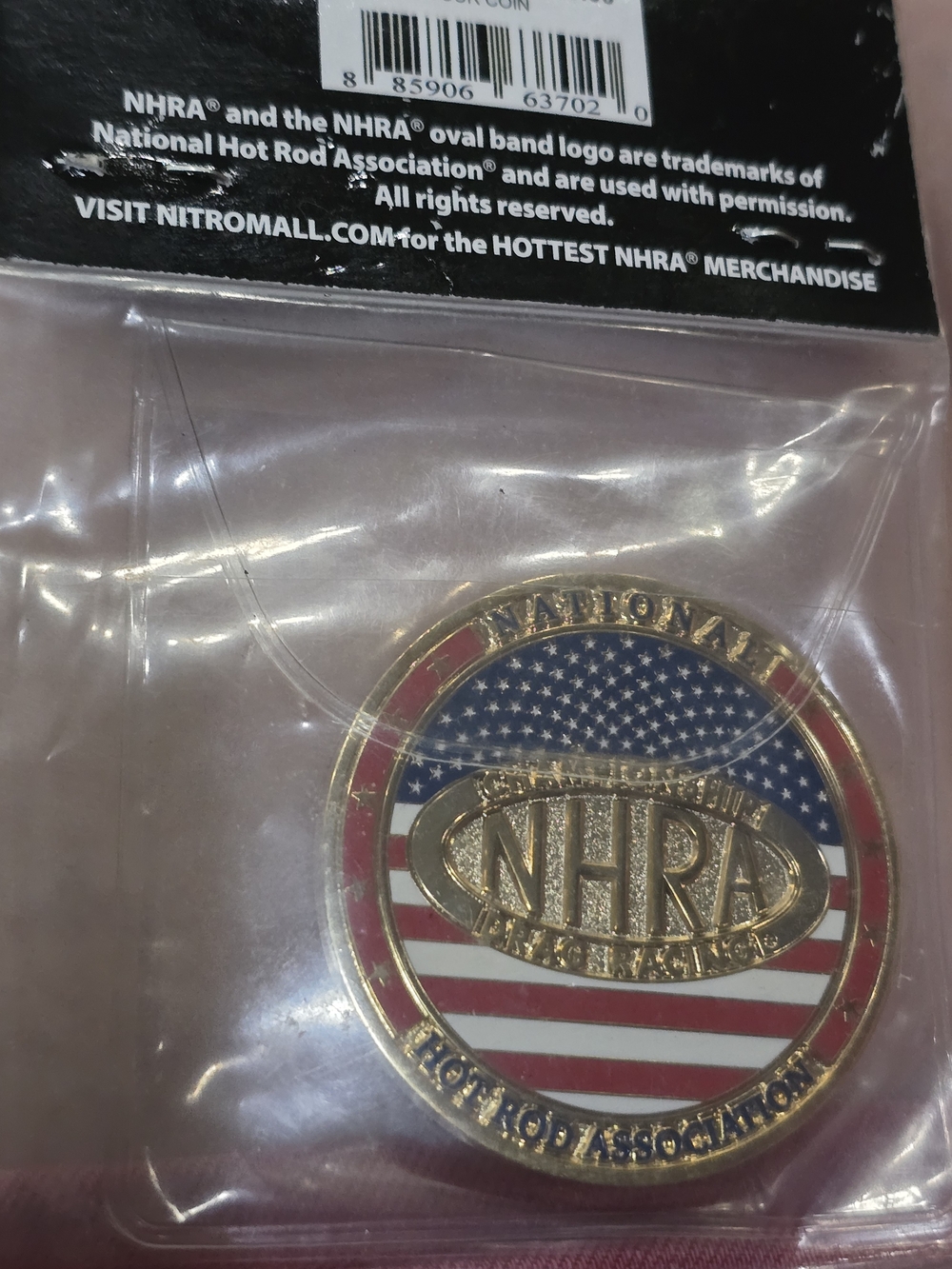 NHRA American Flag Collectible Coin - Gold Tone